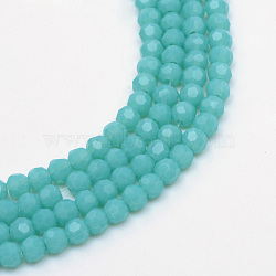 Opaque Solid Glass Bead Strands, Faceted Round, Medium Turquoise, 4~5mm, Hole: 0.5mm, about 100pcs/strand, 14.7 inch(X-GLAA-R166-4mm-02I)