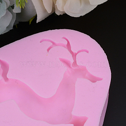 Food Grade Silicone Molds, Fondant Molds, For DIY Cake Decoration, Chocolate, Candy Mold, Sika Deer, Hot Pink, 95x80x15mm(DIY-I014-03)