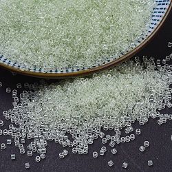 MIYUKI Delica Beads, Cylinder, Japanese Seed Beads, 11/0, (DB1404) Transparent Pale Green Mist, 1.3x1.6mm, Hole: 0.8mm, about 10000pcs/bag, 50g/bag(SEED-X0054-DB1404)