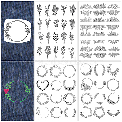 4 Sheets 2 Style Bohemia Style Water Soluble Fabric, Wash Away Embroidery Stabilizer, Flower & Wreath, Mixed Shapes, 300x212x0.1mm, 2 sheets/style(DIY-CP0009-52B)