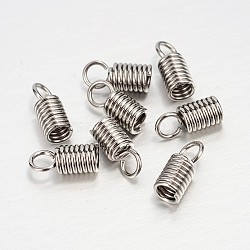 304 Stainless Steel Terminators, Coil Cord Ends, Stainless Steel Color, 13x6mm, Hole: 4.5mm, Inner Diameter: 4.5mm(STAS-S028-39)
