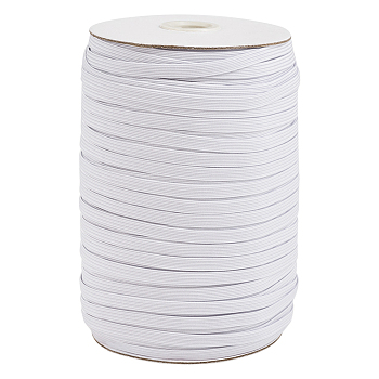 1/8 inch Flat Braided Elastic Rope Cord, Heavy Stretch Knit Elastic with Spool, White, 3mm, about 180~200yards/roll(540~600 feet/roll)