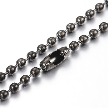 304 Stainless Steel Ball Chain Necklaces Making, Round, Electrophoresis Black, 23.6 inch(60cm), 2.4mm