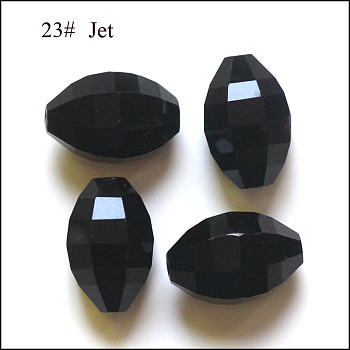 Imitation Austrian Crystal Beads, Grade AAA, Faceted, Oval, Black, 8x11mm, Hole: 0.9~1mm