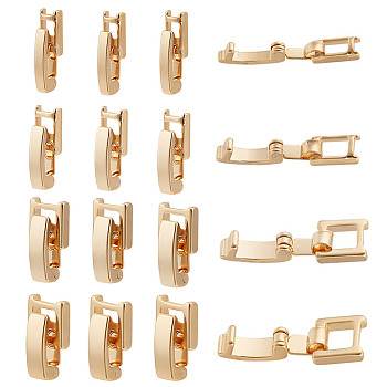 16 Sets 4 Styles Eco-Friendly Brass Watch Band Clasps, Long-Lasting Plated, Lead Free & Cadmium Free, Real 24K Gold Plated, 15~17x3.5~7.5x4mm, 4 sets/style