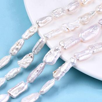 Nuggets Natural Baroque Pearl Keshi Pearl Beads Strands, Cultured Freshwater Pearl, Antique White, 13~28x6~12mm, Hole: 0.8mm, about 18~23pcs/strand, 14.76 inch