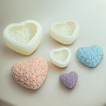 Valentine's Day Flower Heart Candle Silicone Molds, For Scented Candle Making, White, 10x11x5.1cm, Inner Diameter: 8.6x6.85cm