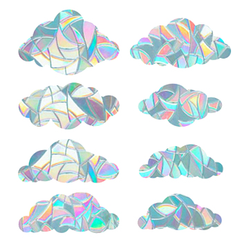 Rainbow Prism Paster, Window Sticker Decorations, Cloud, Colorful, 15cm, 18cm, 8pcs/set
