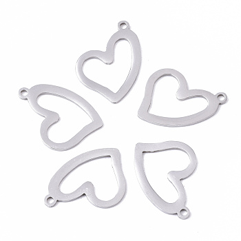 201 Stainless Steel Pendants, Laser Cut, Heart, Stainless Steel Color, 17x15x1mm, Hole: 1.4mm