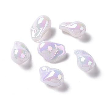 ABS Plastic Beads, AB Color Plated, Nuggets, White, 21.5~22x15.5x12.5mm, Hole: 2mm