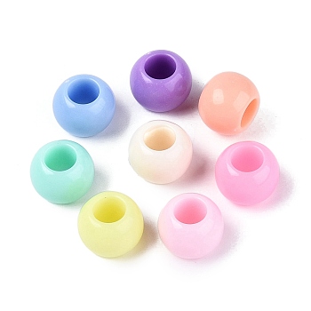 Opaque Acrylic European Beads, Large Hole Beads, Rondelle, Mixed Color, 11.5x9mm, Hole: 5.7mm, about 862pcs/500g