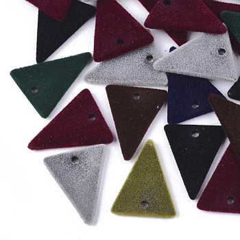 Flocky Acrylic Pendants, Triangle, Mixed Color, 21.5x17x2mm, Hole: 1.5mm