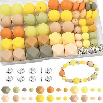 DIY Jewelry Making Kit, Including Silicone Beads, Iron Grade A Crystal Rhinestone Spacer Beads, Mixed Color, 8~15x8~15x3~15mm, Hole: 1~3.5mm