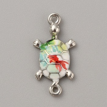 Alloy Enamel Connector Charms, Platinum, Sea Turtle Links, Colorful, 26.5x13.5x3.5mm, Hole: 1.6mm