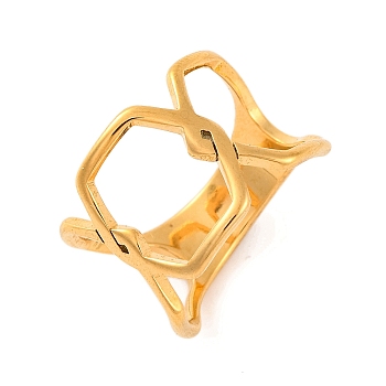 Ion Plating(IP) 304 Stainless Steel Hollow Hexagon Finger Rings for Women, Golden, 15mm, US Size 7(17.3mm)