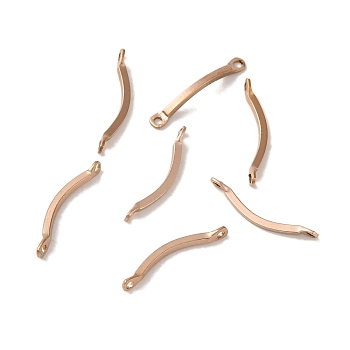 Ion Plating(IP) 304 Stainless Steel Connector Charms, Curved Bar Links, Rose Gold, 15x2x2.5mm, Hole: 1mm