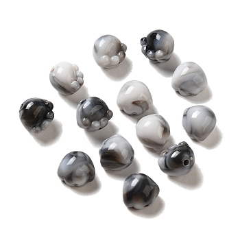 Two Tone Transparent Acrylic Beads, Paw, Black, 11x12x10mm, Hole: 1.8mm, about 701pcs/500g