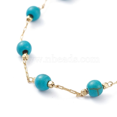 Round Synthetic Turquoise(Dyed) Beaded Bracelets(BJEW-JB05274-01)-2