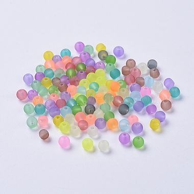 Transparent Frosted Glass Beads(FGLA-R001-4mm-M)-5