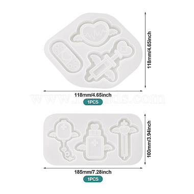 Pandahall 2Pcs 2 Style Medical Theme DIY Pendant Silicone Molds(DIY-TA0005-23)-3