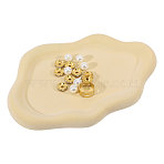 1Pc Porcelain & Velvet Trinket Dishes, Jewelry Plates, Storage Trays for Rings, Necklaces, Earrings, Cloud, Yellow, 16.2x13.5x1.55cm(AJEW-GL0003-47)