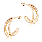 Stainless Steel Multi Layered Claw Stud Earrings for Women, Golden, 26x25x11mm, Pin: 0.7mm(JE1102A)
