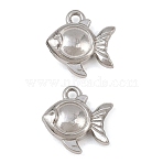 304 Stainless Steel Pendants, Fish Charms, Stainless Steel Color, 16x15x4.5mm, Hole: 1.8mm(SA-CBA9E6A-06P)