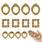 12Pcs 3 Styles Rectangle Oval Heart Resin Embossed Photo Frames, for Jewelry Photography Photo Frame Decor Accessories, Goldenrod, 44.5~69x37.5~51.5x6~6.7mm, 4pcs/style(AJEW-NB0007-78)