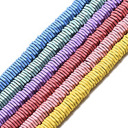 Spray Painted Non-magnetic Synthetic Hematite Beads Strands, Hexagon, Mixed Color, 5x1mm, Hole: 0.9mm, about 320~330pcs/strand, 15.75 inch~15.94 inch(40~40.5cm)(G-S371-003)