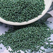 MIYUKI Delica Beads, Cylinder, Japanese Seed Beads, 11/0, (DB2311) Matte Opaque Glazed Turtle Green AB, 1.3x1.6mm, Hole: 0.8mm, about 2000pcs/10g(X-SEED-J020-DB2311)