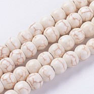 Synthetic Turquoise Beads Strands, Round, Dyed & Heated, Antique White, 6mm, Hole: 1.2mm, about 72pcs/strand, 14.76 inch(37.5cm)(G-E456-45B-6mm)