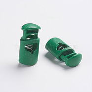 Plastic Spring Cord Locks, 1-Hole, Dark Green, 27~28x14x9mm, Hole: 3x7.5mm(KY-WH0020-47F)