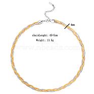 Three Color Stainless Steel Color Block Woven Necklaces, Versatile and Stylish Accessories, 17.72 inch(45cm)(TM5816)