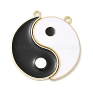 Rack Alloy Enamel Pendants, Yin-yang, Golden, 35x32x1.5mm, Hole: 2mm(ENAM-Q505-06G)