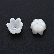 Natural White Shell Bead Caps, 6-Petal Flower, 6.5x9mm, Hole: 1mm(SSHEL-G024-03B)