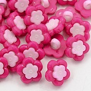 Acrylic Shank Buttons, Plastic Buttons, 1-Hole, Dyed, Flower Plum Blossom, Fuchsia, 14x3mm, Hole: 4x2mm(BUTT-E089-05)