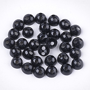 Opaque AS Plastic Buttons, End Caps, Hair Findings, DIY Hair Tie Accessories, Black, 9.5x6mm, Hole: 2.5mm, Inner Diameter: 7.5mm(MACR-S365-11A)