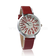 Imitation Leather Wristwatch Quartz Watches, with Alloy Watch Head, Japan PC Watch Movement, Platinum, Brown, 230x14mm, Watch Head: 41.5x35x10mm(X-WACH-I014-F03)
