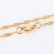 304 Stainless Steel Chain Necklaces, with Lobster Claw Clasps, Faceted, Golden, 17.9 inch(45.4cm), 2mm(X-MAK-N016-15G)