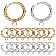 12Pcs 2 Colors 201 Stainless Steel Huggie Hoop Earring Findings, with Horizontal Loop and 316 Surgical Stainless Steel Pin, Mixed Color, 18x15x2.5mm, Hole: 2.5mm, Pin: 1mm, 6pcs/color(STAS-SC0004-68)