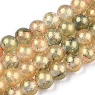 Baking Painted Crackle Glass Bead Strands, with Gold Powder, Round, Dark Khaki, 8mm, Hole: 1.2mm, about 103pcs/strand, 30.08~30.7''(76.4~78cm)(DGLA-R053-03G)