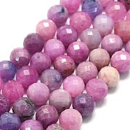 Natural Ruby Beads Strands, Faceted, Round, 7.5~8mm, Hole: 0.8mm, about 49~50pcs/strand, 15.28~15.35 inch(38.8~39cm)(G-G106-C11-07)