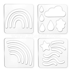Acrylic Earring Handwork Template, Card Leather Cutting Stencils, Square, Clear, Weather Pattern, 152x152x4mm, 4 styles, 1pc/style, 4pcs/set(TOOL-WH0152-009)