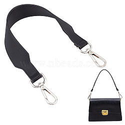 Leather Bag Straps, with Platinum Tone Alloy Clasps, Black, 41.8x3.5cm(DIY-WH0304-467A)