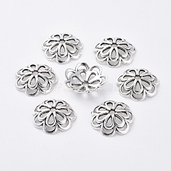 Alloy Fancy Bead Caps, Cadmium Free & Lead Free, Flower, Antique Silver, 14x4mm, Hole: 2mm(PALLOY-00791-AS-RS)