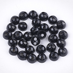 Opaque AS Plastic Buttons, End Caps, Hair Findings, DIY Hair Tie Accessories, Black, 9.5x6mm, Hole: 2.5mm; Inner Diameter: 7.5mm(MACR-S365-11A)