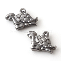 201 Stainless Steel Charms, Tortoise, Stainless Steel Color, 12x16.5x3.5mm, Hole: 1.5mm(STAS-Q195-26)