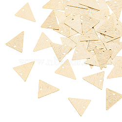 40Pcs Brass Charms, Triangle, Real 24K Gold Plated, 13x12x0.5mm, Hole: 1.2mm(KK-DC0002-40)
