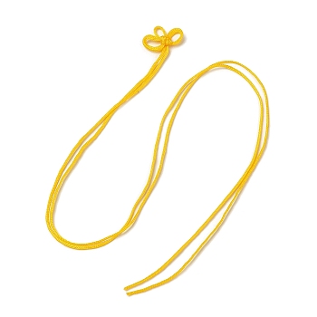 Nylon Lucky Knot Cord Amulet Yuki Pendant Decorations,  for Lucky Charm Knot, Gold, 392~400mm