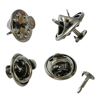 Brass Lapel Pin Backs, Tie Tack Pin, Brooch Findings, Gunmetal, Tray: 11~12mm, Pin: 5x8mm
